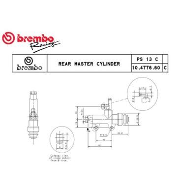 BREMBO Rear Brake Master Cylinder PS 13 C