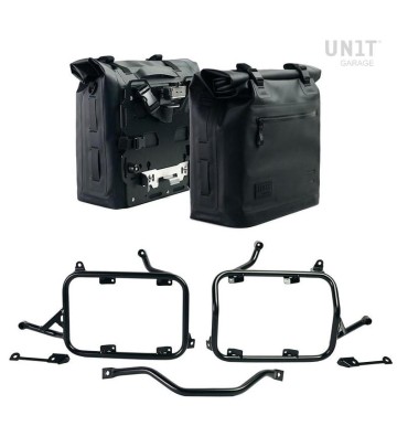 UNIT GARAGE Pair of Khali Waterproof Panniers 35L-45L with Pair of Aluminium Plates and Subframes for BMW R1300GS 23-