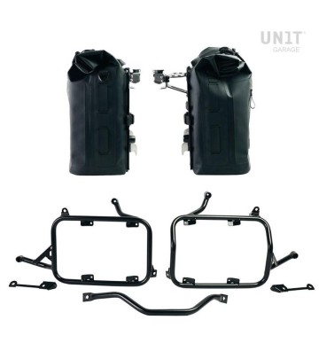 UNIT GARAGE Pair of Khali Waterproof Panniers 35L-45L with Pair of Aluminium Plates and Subframes for BMW R1300GS 23-