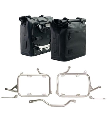 UNIT GARAGE Pair of Khali Waterproof Panniers 35L-45L with Pair of Aluminium Plates and Subframes for BMW R1300GS 23-