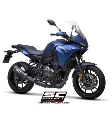 SC PROJECT Full Exhaust System with SC1-S Slip-on and Black Headers for Yamaha Tracer 7 21-24